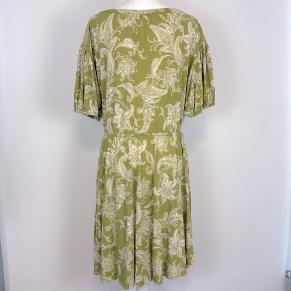 Anthropologie Daily Practice Green Floral Paisley Puff Sleeve Mini Dress. Medium - Picture 6 of 16